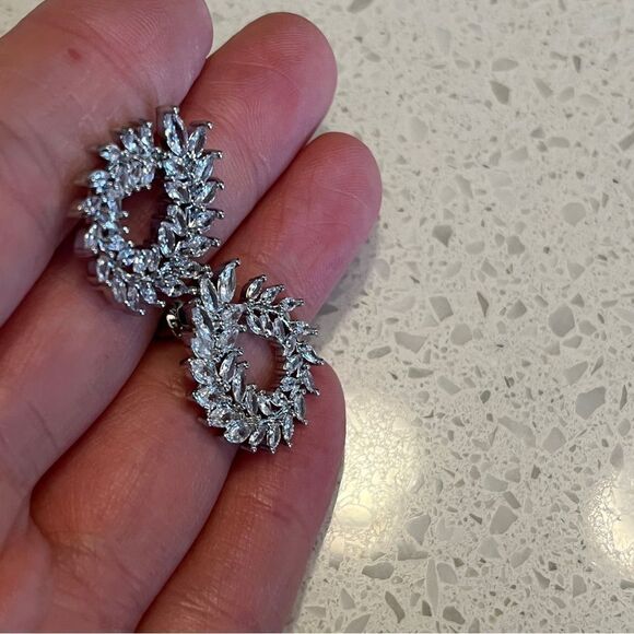 Synthetic Cubic Zirconia Round Delicate Earrings - Picture 10 of 13